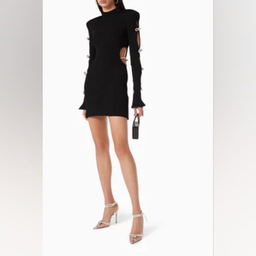 NEW $985 Mach & Mach Crystal-Embellished Cut-Out Minidress - Picture 16 of 16
